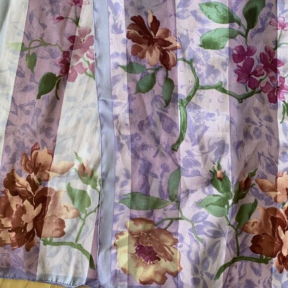 Elaine Gold Collection Purple Floral Rectangular Scarf 50” By 11” Vintage - Picture 5 of 7